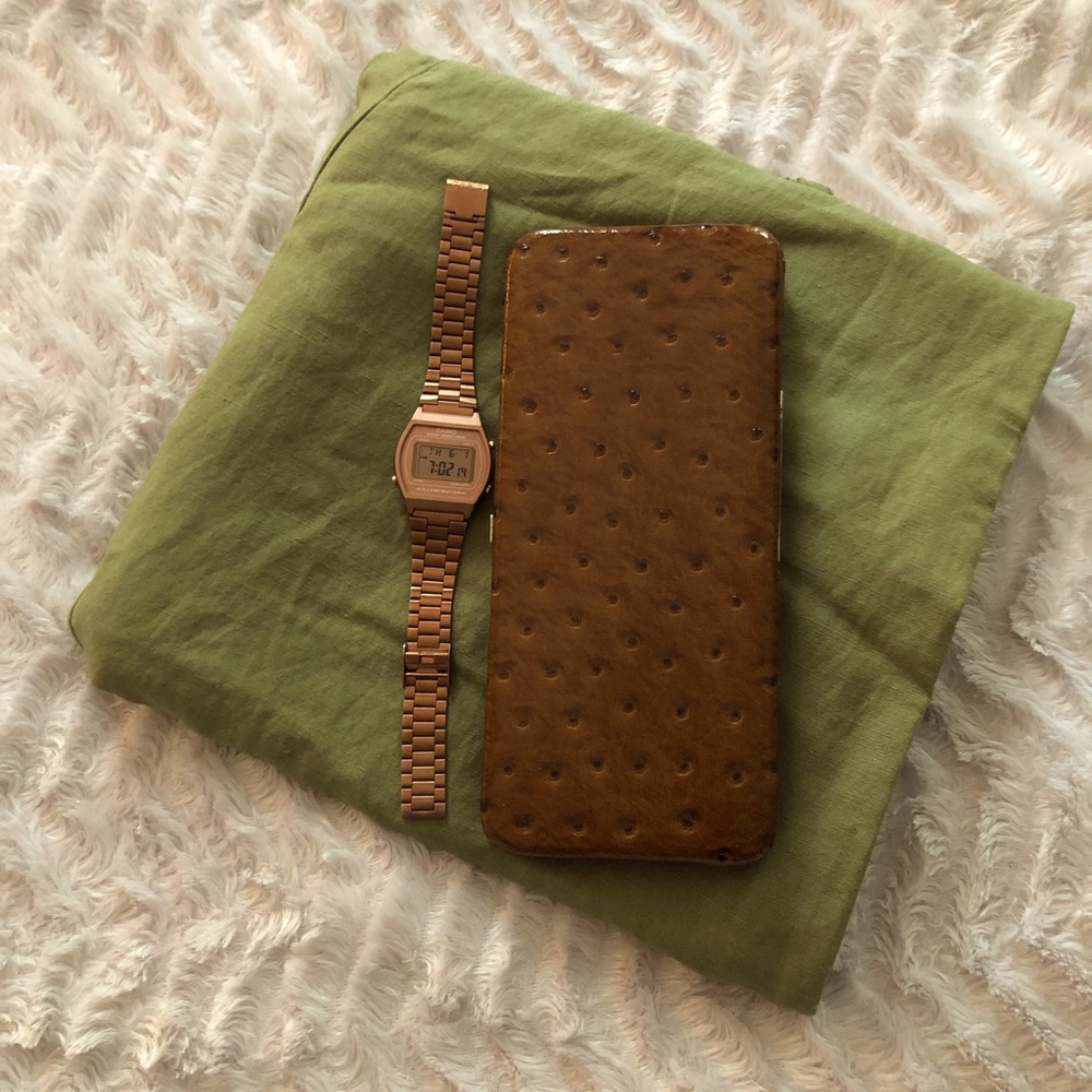 Cognac Brown Textured Clutch